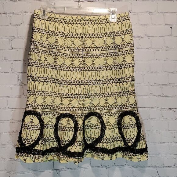 WD NY linen blend A line embroidered skirt size 6 - Picture 5 of 9